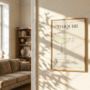 Daiquiri Cocktail Recipe Print in Cream shown in a living room