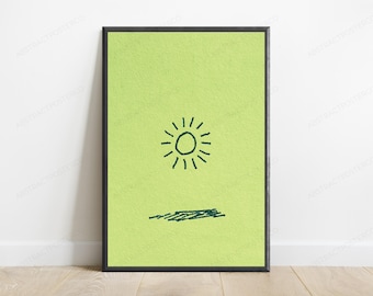 Minimalist Sun and Horizon Line Art Print | Zen Nature Wall Art | Positive Energy Decor