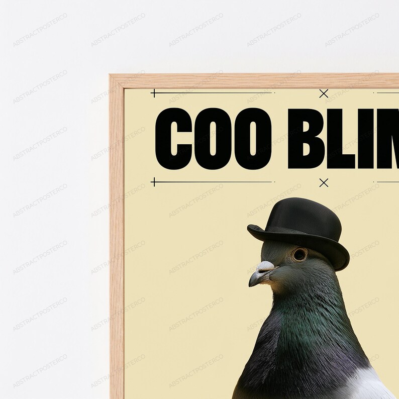 Coo Blimey Pigeon Bowler Hat | Funny Bird Pun Wall Art | Quirky Animal Print image 2