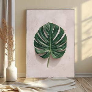 Monstera Leaf Print | Botanical Minimalist Wall Art | Modern Plant Home Decor | Digital Download A3 A2 A1 image 4