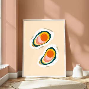 Geschnittene Avocado Minimalistische Lebensmittel Kunstdruck | Küche Wand Dekor | Moderne Food Illustration | Digitaler Download A3-A2-A1 Bild 4