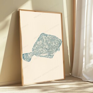 Vintage Fish Etching Minimalist Print | Textured Coastal Wall Art | Nautical Home Decor | Digital Download A3 A2 A1 image 4
