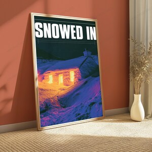 Snowed In Cabin Thermal Art Print | Cosy Winter Landscape | Minimalist Cold Weather Wall Decor image 4