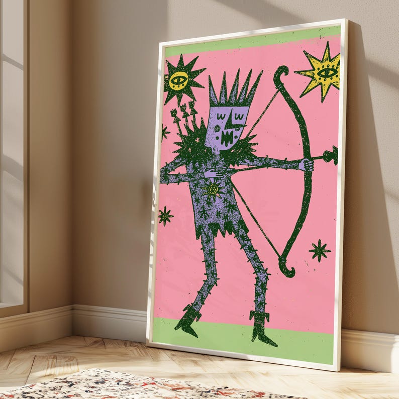 Psychedelischer Demon King Pop Art Print | Bunte surreale Wandkunst | Mutige Wohnkultur | Digitaler Download A3-A2-A1 Bild 4