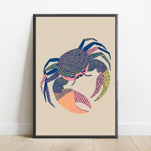 Colorful Crab Pop Art Print | Nautical Wall Art | Minimalist Sea Creature Decor | Digital Download A3 A2 A1 image 7