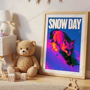 Neon Wolf Pop Art Print shown in a child's room