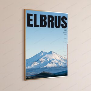 Elbrus Volcano Elevation Print | Minimalist Travel Poster | Mountain Landscape Wall Art image 3