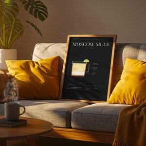 Moscow Mule Cocktail Recipe Print shown in a living room