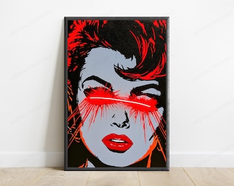 Bold Red Lipstick Woman Pop Art Portrait | Minimalist Fashion Wall Art | Modern Home Décor | Digital Download A3 A2 A1