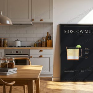 Moscow Mule Cocktail Recipe Print shown in a kitchen