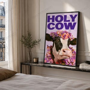 Holy Cow Pop Art Print shown in a bedroom