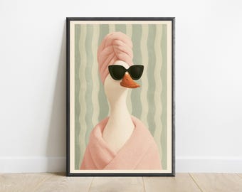 Cool Duck Sunglasses Pop Art Print | Funny Animal Wall Art | Minimalist Home Decor | Digital Download A3 A2 A1