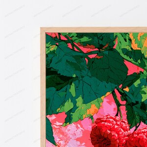 Red Raspberries Botanical Print | Vibrant Food Art | Modern Kitchen Wall Decor | Digital Download A3 A2 A1 bild 2