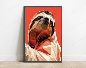 Geometric Portrait Pop Art Print | Low Poly Male Face Wall Art | Modern Home Decor