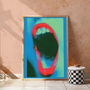 Lámina de arte pop con silueta neón / Retrato abstracto vibrante / Decoración de pared minimalista moderna / Descarga digital A3 A2 A1 imagen 4
