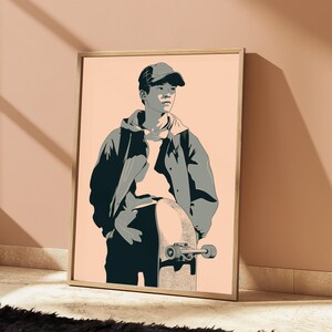 Skateboarder Portrait Print | Minimalist Anime Art | Urban Streetwear Wall Decor | Japanese Style illustration | Digital Download A3 A2 A1 image 10