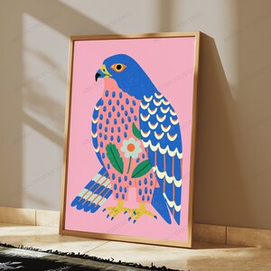 Colorful Falcon Pop Art Print | Minimalist Bird Wall Art | Modern Home Decor | Digital Download A3 A2 A1 image 5