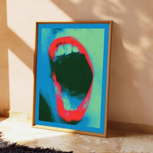 Lámina de arte pop con silueta neón / Retrato abstracto vibrante / Decoración de pared minimalista moderna / Descarga digital A3 A2 A1 imagen 5