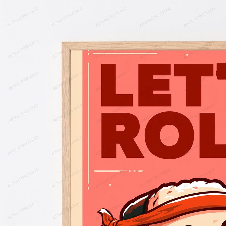 Let's Roll Sushi Character Pop Art Print | Cute Food Art | Kitchen Wall Decor image 2