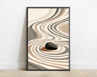 Abstract Wavy Swirl Art Print | Minimalist Earth Tones | Modern Home Wall Decor