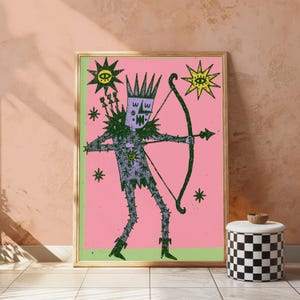 Psychedelischer Demon King Pop Art Print | Bunte surreale Wandkunst | Mutige Wohnkultur | Digitaler Download A3-A2-A1 Bild 2