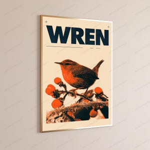 Rotkehlchen mit Ebereschenbeeren – Kunstdruck | Vintage-Naturillustration | Wandbild mit Wildtiermotiv Bild 3