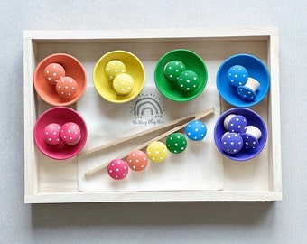 Rainbow Mushroom Sorting Activity - Montessori - Fine Motor Activity