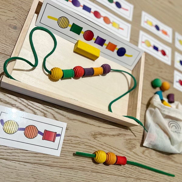 Wooden Lacing Toy Etsy