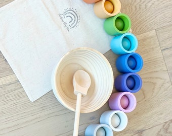 Ball And Cup Sorting Set - Wooden Toys - Sort By Color