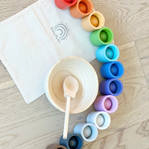 Ball And Cup Sorting Set - Wooden Toys - Sort By Color