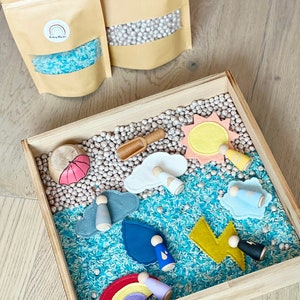 Weather Play Box - Sensory Bins - Wooden and Felt loose pieces