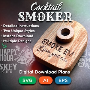 Affumicatore per cocktail - Progetti - File di download digitale - Modello per affumicatore di whisky - CNC - Incisione laser - Piano di progetto SVG