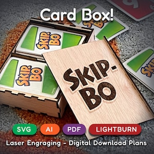 Skip-Bo Card Box - digitaal downloadbestand - lasergravure - Glowforge - SVG, lightburn-bestanden. Sjabloon - plattegronden - vervangende doos - SkipBo
