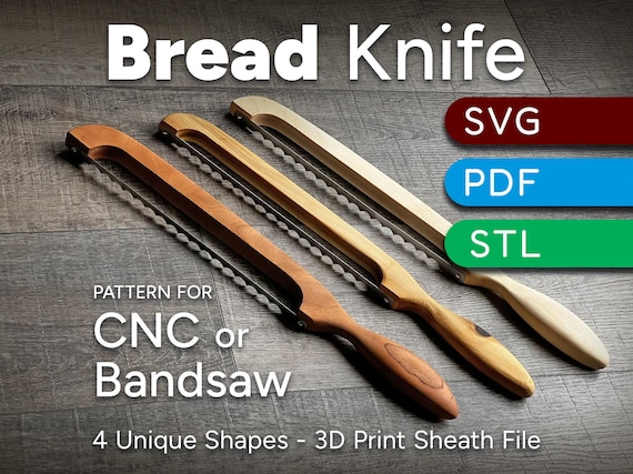 Bread Knife Plans: CNC or Bandsaw Pattern, 3D Sheath Included (Digital Download)