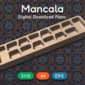 Mancala - Plans - Digital Download File - Board Game Template  - CNC