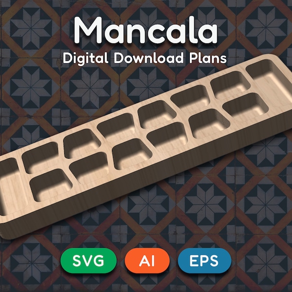 Mancala - Plans - Digital Download File - Board Game Template  - CNC