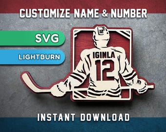 Hockey Player - SVG - Digital Download File - Laser Engraving - Glowforge - Lightburn files. Template - Plans - Project - Birthday Gift
