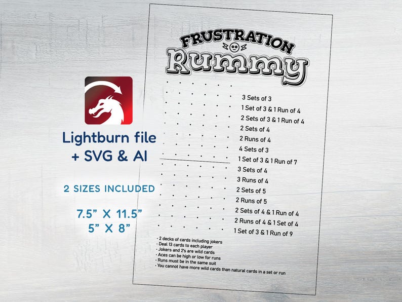 Frustration Rummy Plan: Laser Cut File (digital Download) - Etsy