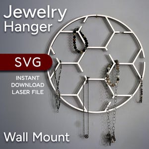 Sieradenhanger wandmontage - SVG digitaal downloadbestand - lasergesneden-voetbal of bijenkorfpatroon - desktoplasers zoals Glowforge xTools - SVG