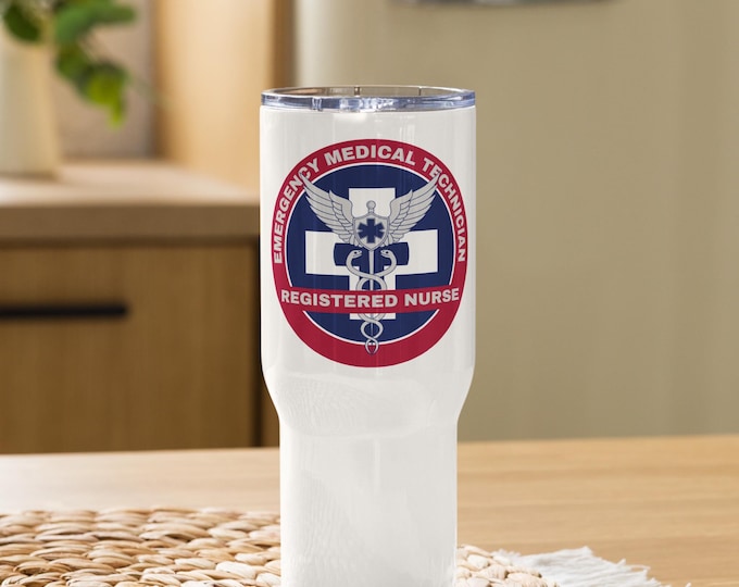 RN EMT Travel mug with a handle