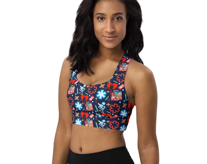 First Responder All-Over Print Recycled Longline Sports Bra