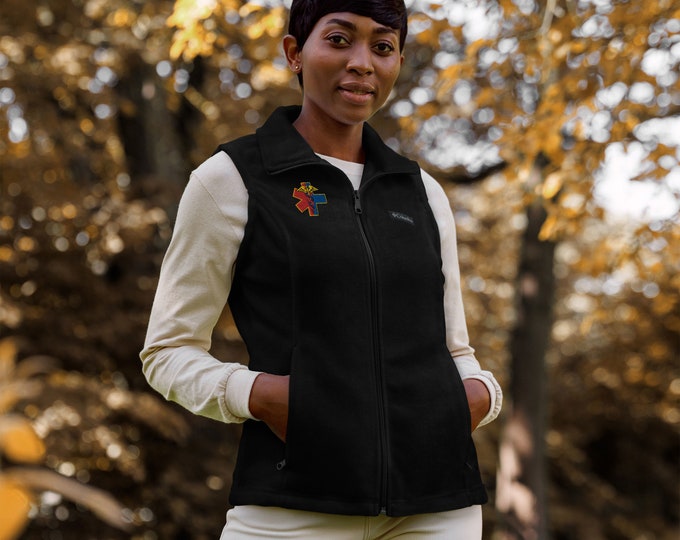 Embroidered Nurse Medic Cross, Women’s Columbia fleece vest