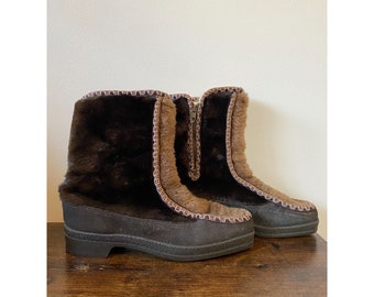 brown fuzzy boots