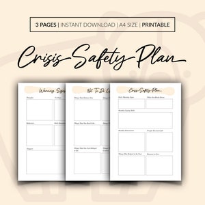 Crisis Safety Plan, Mental Health Crisis Plan, Counselling Worksheet, Suicidal Thoughts Worksheet, Safety Plan Processing, Digital Planner