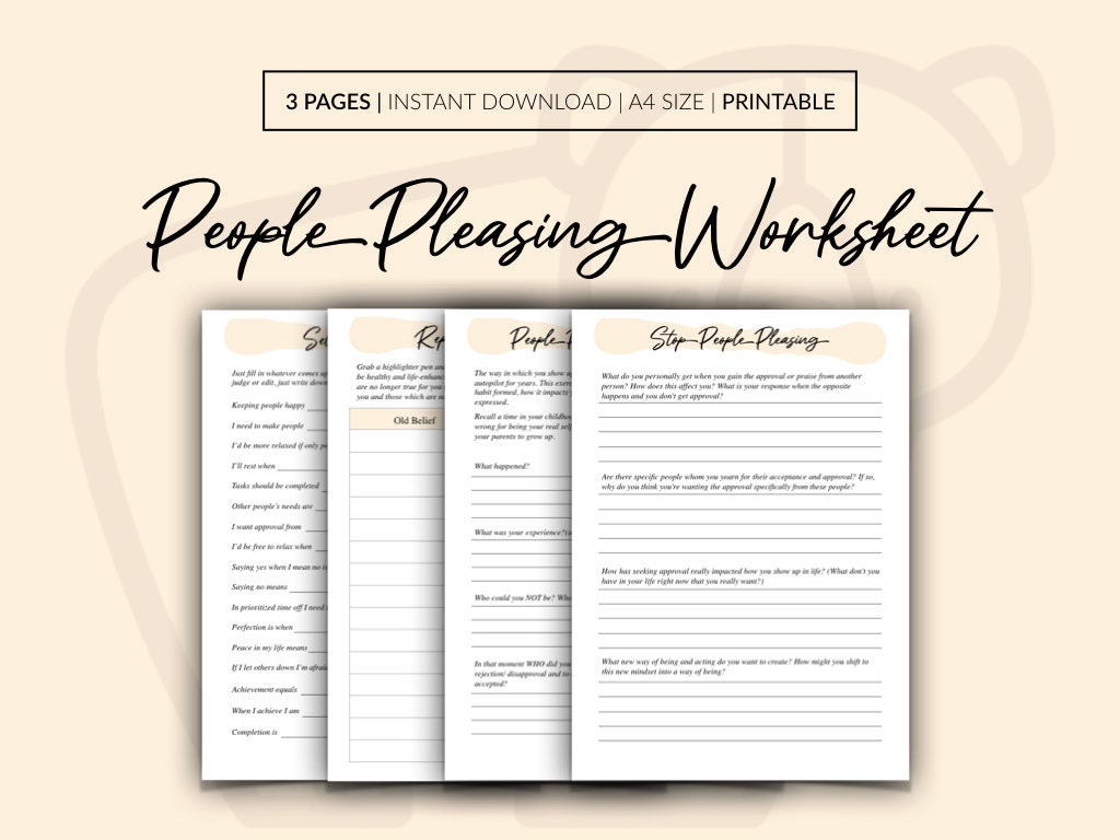 People Pleasing Worksheet People Pleasing Workbook Setting Healthy People Pleasing Worksheet People Pleasing Workbook Setting Healthy
