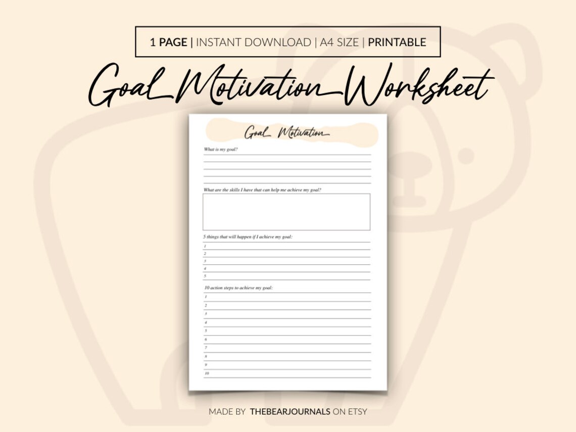 Motivation Worksheets.pdf Goal Motivation Worksheet, Goals Planner, Goals Tracker, Goal Setting ...
