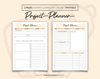 Project Planner, Timeline Tracker, A4 Printable (Digital Download)