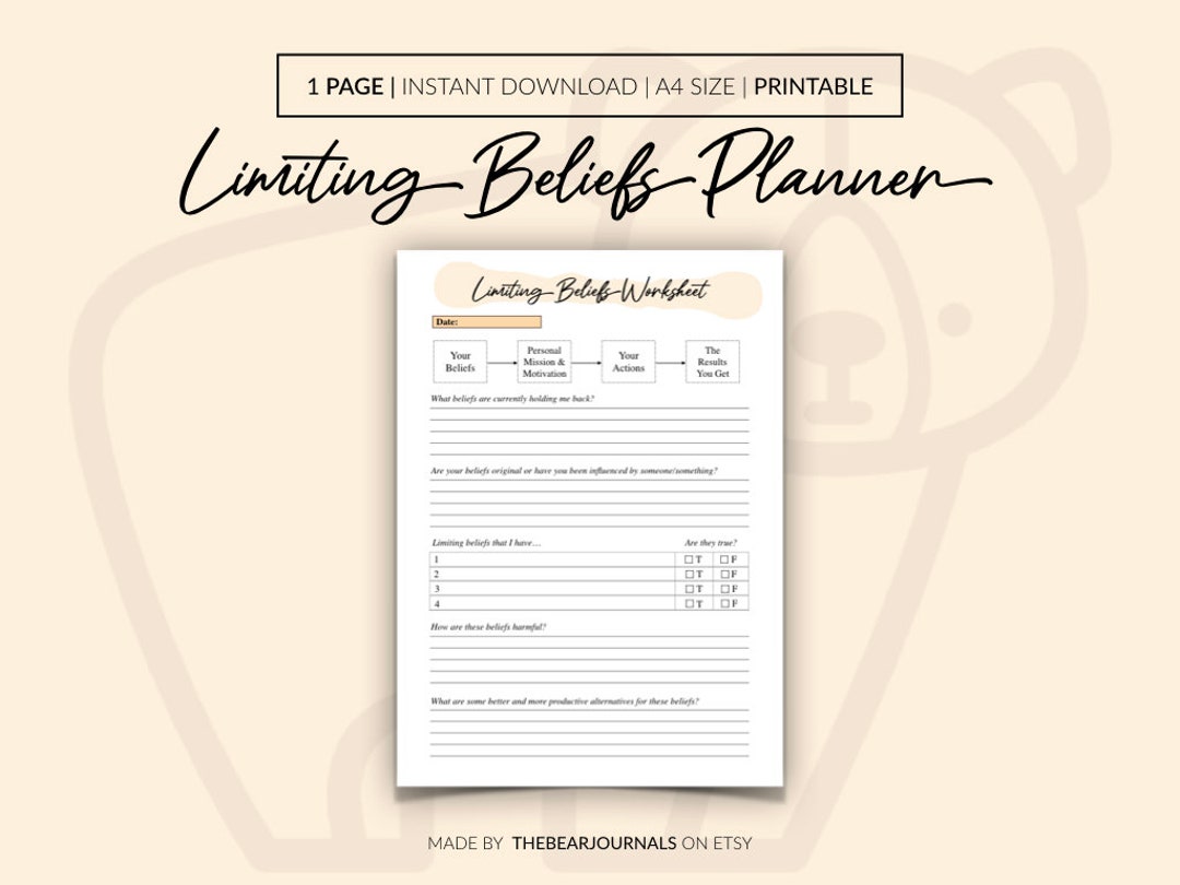 Limiting Beliefs Worksheet, From Fixed to Growth Mindset, Reframe Your ...