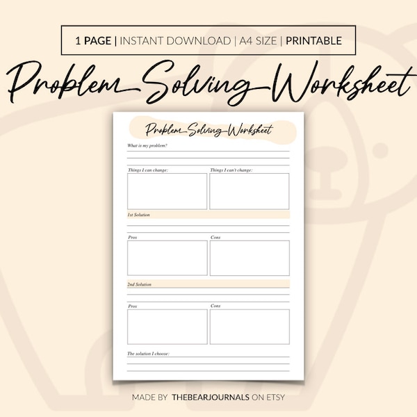 Problem Solving Template - Etsy