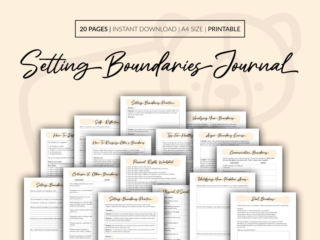 Setting Boundaries Journal, Boundary Worksheet, Boundary Setting Bundle Setting Boundaries Journal, Boundary Worksheet, Boundary Setting Bundle